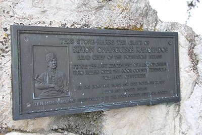 A memorial plaque for Chief Kahquados.