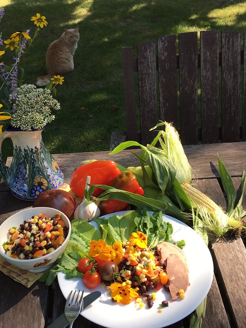 Corn salsa served on a plate